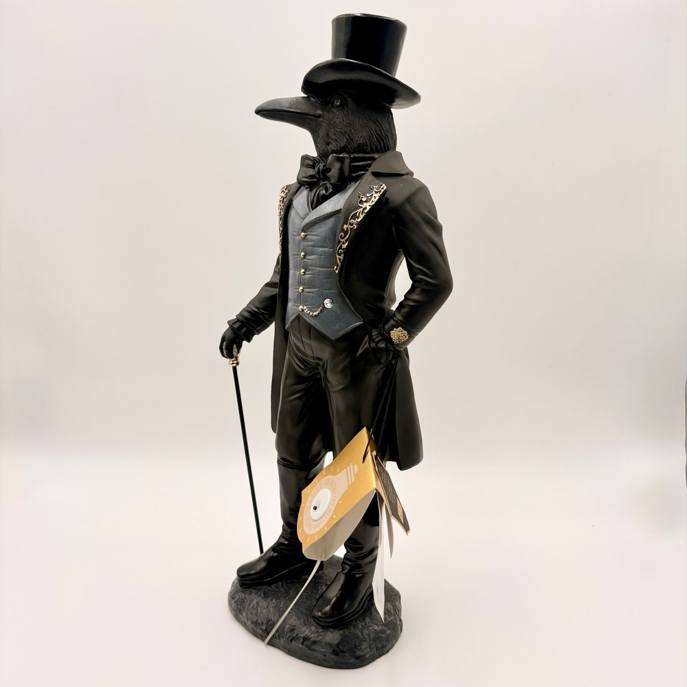 Hallows Eve Lighted Raven Gentleman Figurine Halloween Victorian Gothic Crow - Picture 6 of 8